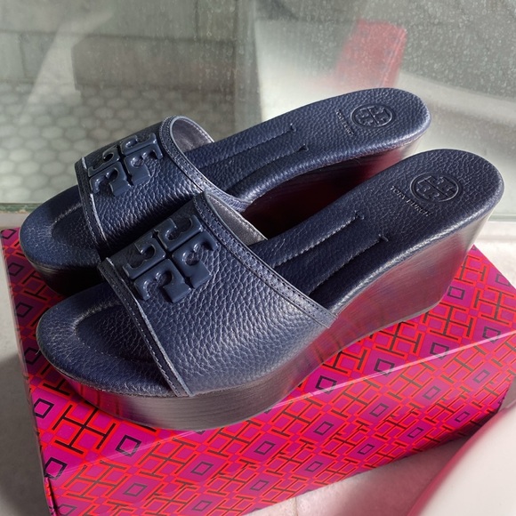 Tory Burch Lowell 280 mm wedge slide tumbled leather NEW - Picture 6 of 10